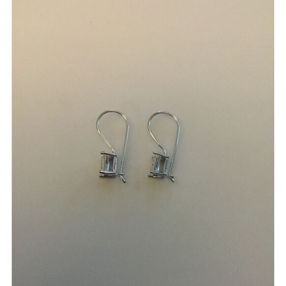 2 Ct. Sim Diamond Emerald Wire Earrings-.925 Sterling - Picture 2 of 5